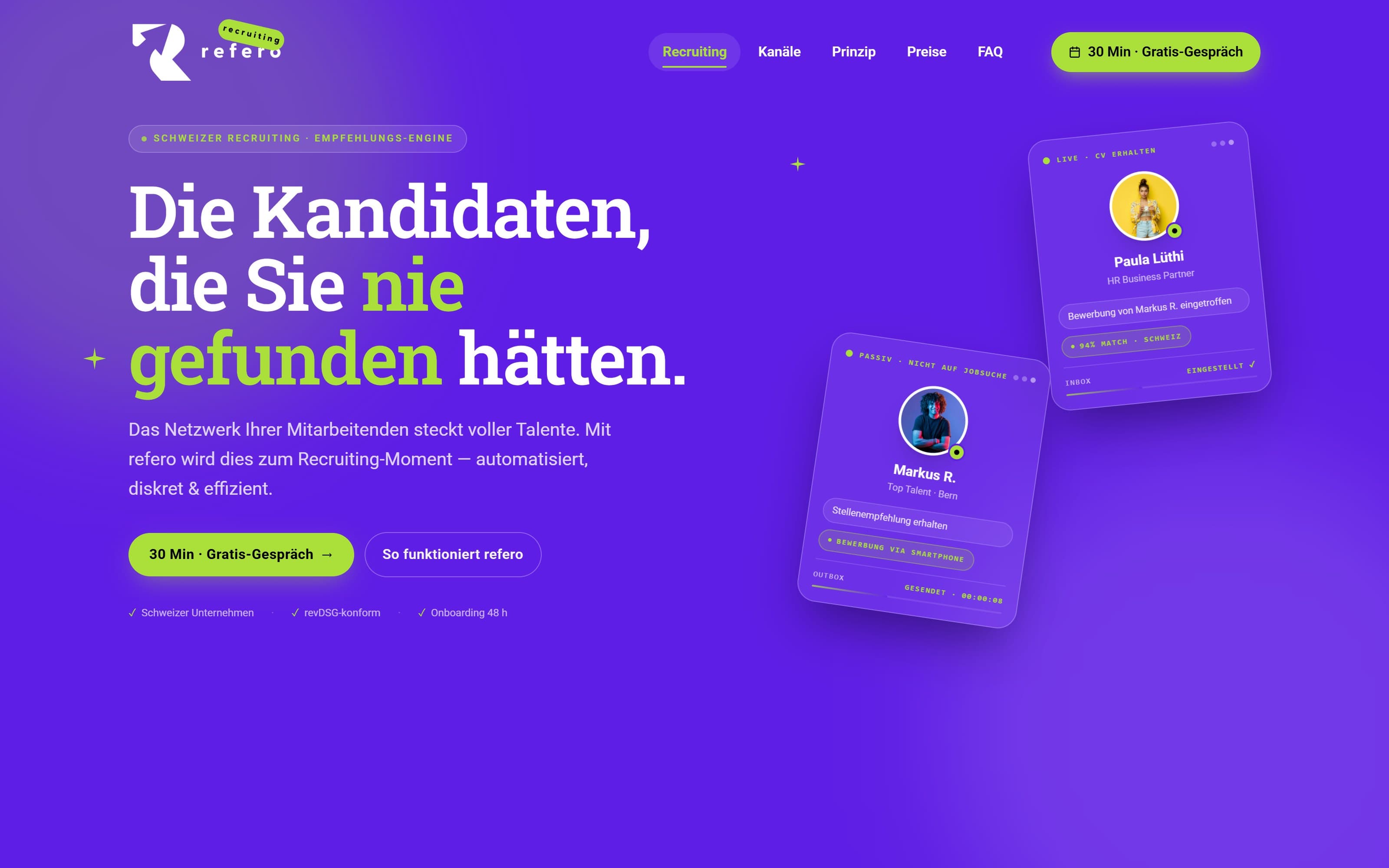 Vorschau der refero Website