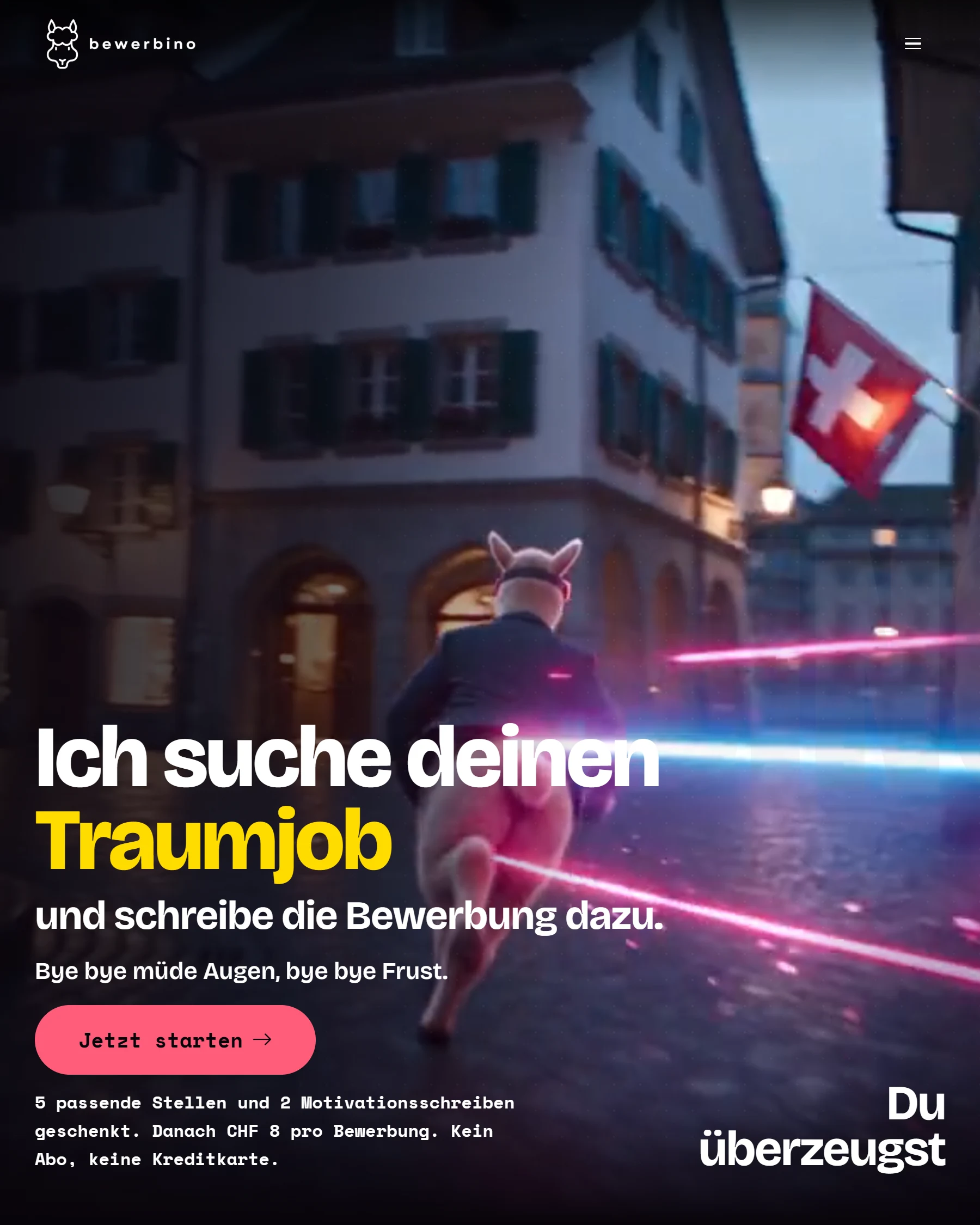 Startseite von bewerbino.com